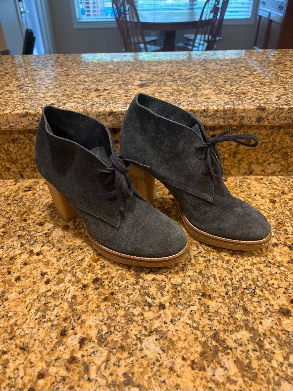 J. Crew McAlister high heel ankle chukka boots size 8 Dark gray suede